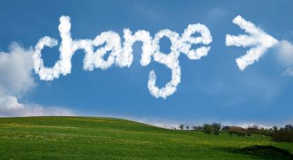 Picture of the word change written as skywriting