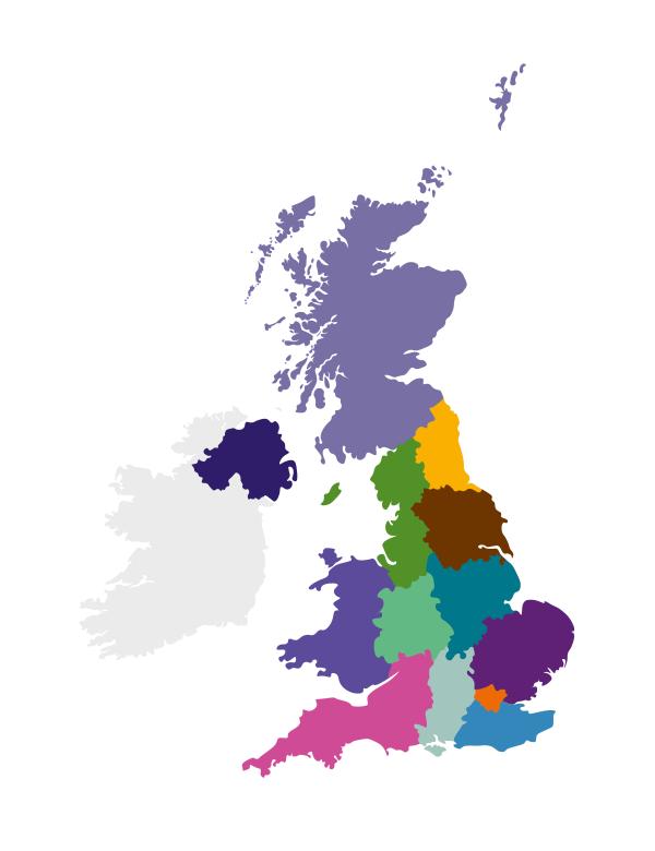 UK map divided into CSP regions 