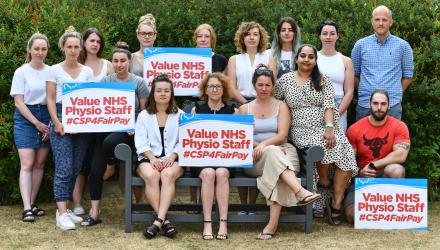 CSP workplace reps make the case for a decent pay rise for NHS staff. Photo credit - Simon Hadley.