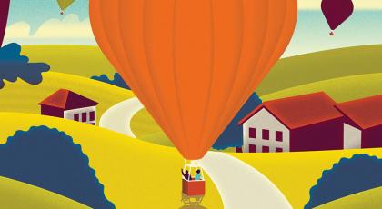 people in a hot air balloon