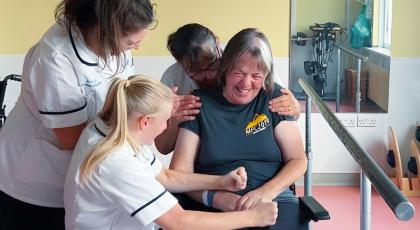 Kate Tantam and team with Jo during her rehab journey