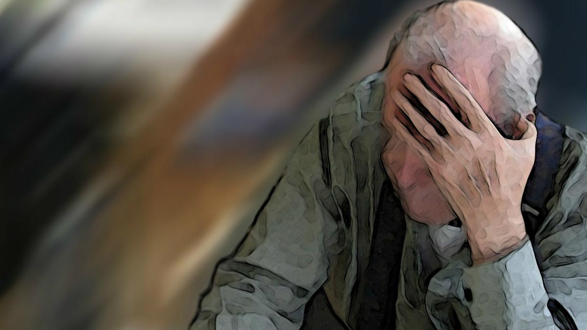 Old person in pain or despair