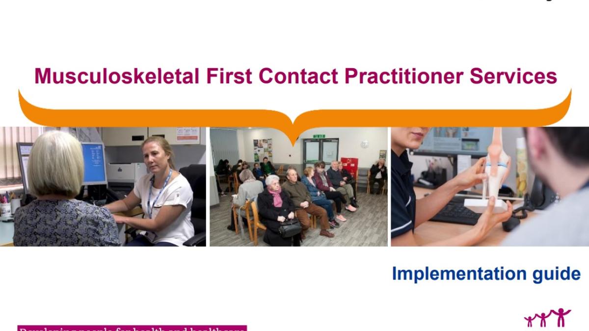 Front cover of the HEE Guide HEE MSK First Contact Practitioner Implementation Guide