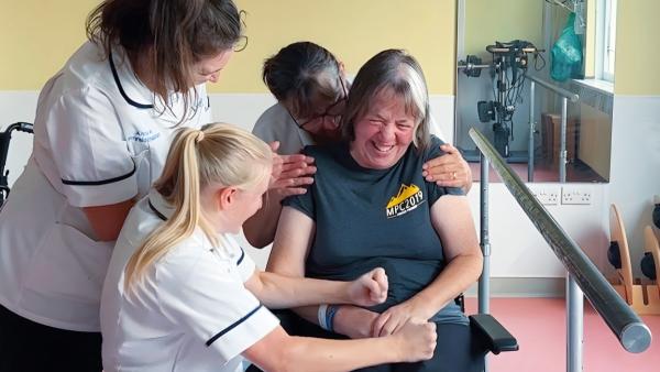 Kate Tantam and team with Jo during her rehab journey