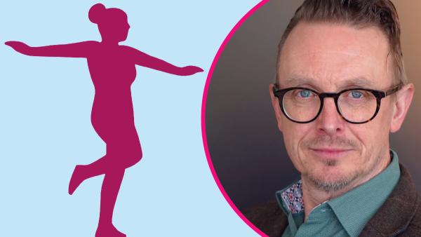 Illustration of women balancing and picture of Dr Roger Kerry