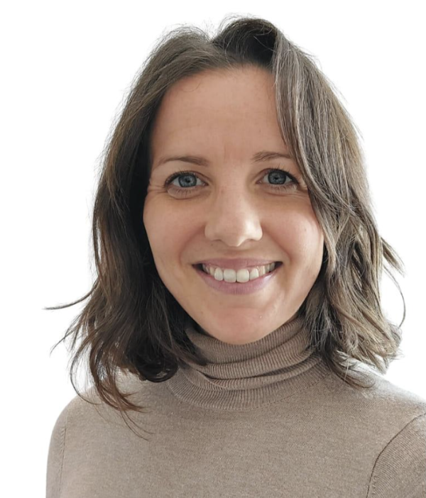 A woman with short brown hair