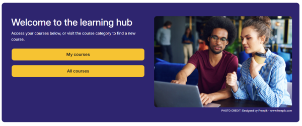 Screengrab of the learning hub home page