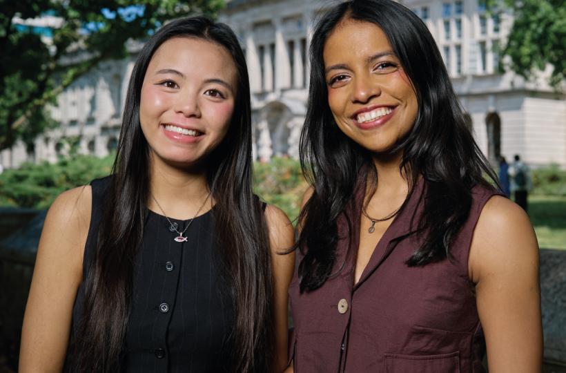 FLSept26Cover Cultural Influence: (l) Thalia Lau and (r) Dielle DeSouza outside Cardiff University where they graduated [Simon Ridgway]