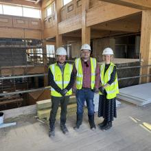 Calum, Chris and Kate Baker at Velindre's new site