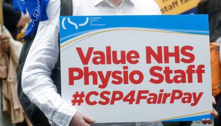 Value NHS physiotherapy staff placard