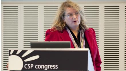 Professor Sallie Lamb speaking at a past CSP Conference