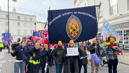 The CSP banner among a large trade union march