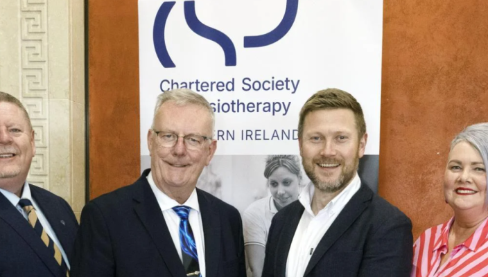 Copyright © Kevin Cooper Photoline NUJ: John Cowman, chief executive of the CSP, Mike Nesbitt MLA, Minister for Health, Professor Danny Kerr, Head of School of Health Sciences, Ulster University, Professor Michelle Tennyson, Chief Allied Health Professions Officer