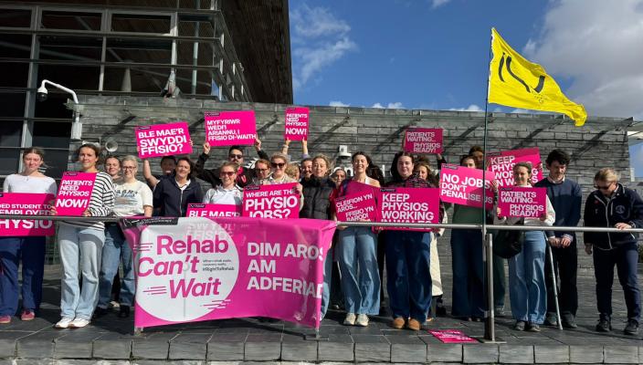 Physio graduates in Wales lobby the Senedd over crisis in healthcare roles