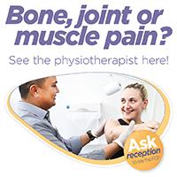 A3 poster promoting first contact physiotherapy (FCP) - English