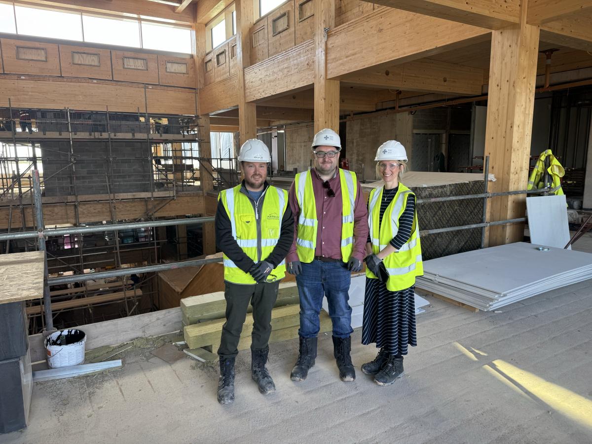 Calum, Chris and Kate Baker at Velindre's new site